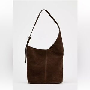 Zara Dark Brown Suede Assymetrical Bag